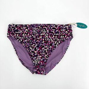 Mynah Womens High Rise Bikini Bottom Purple Cheetah Print XX-Large NWT